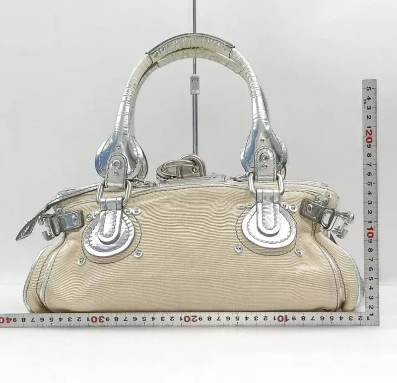 Authentic CHLOE Calfskin Medium Paddington Satchel Off White Ivory Handbag - Image 2